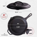 Cuisinel Pre-Seasoned Cast Iron Skillet with Cast Iron Lid 10in