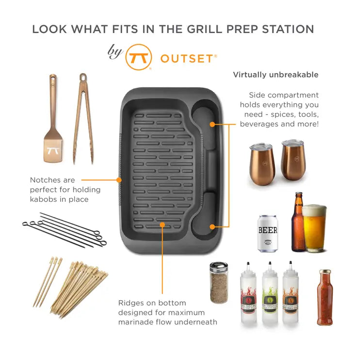 Outset Grill Prep Station with Lid, 15" X 10" X 2.6"