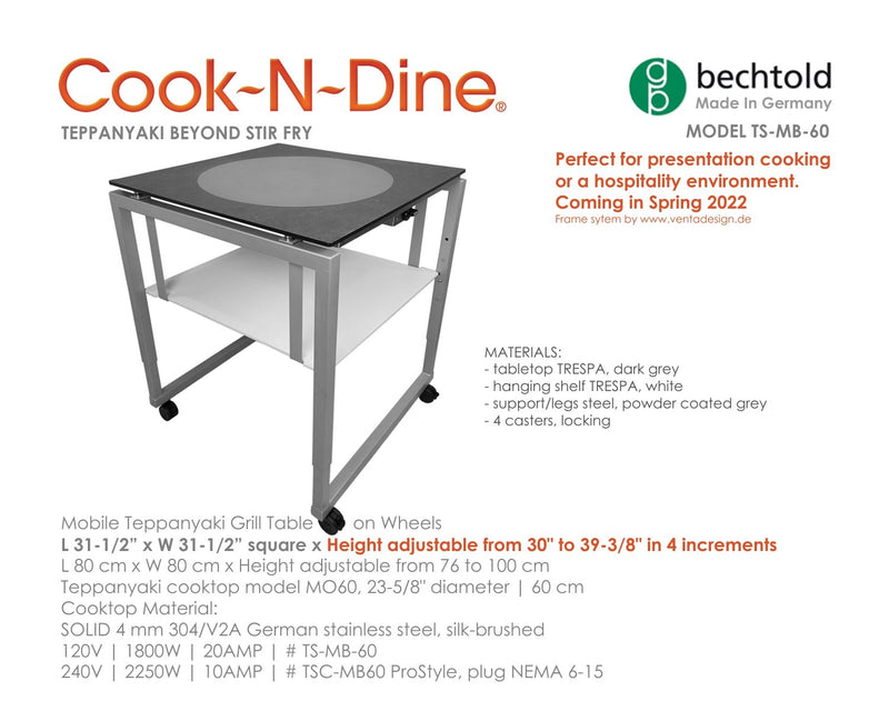 Cook~N~Dine MB-60W Teppanyaki Grill Workstation