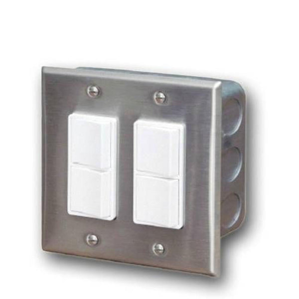 Infratech - Accessory - Dual Duplex Switch Wall Plate and Gang Box 20 Amp Per Pole